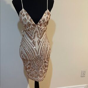 Glamorous Gold Sequin Mini Dress